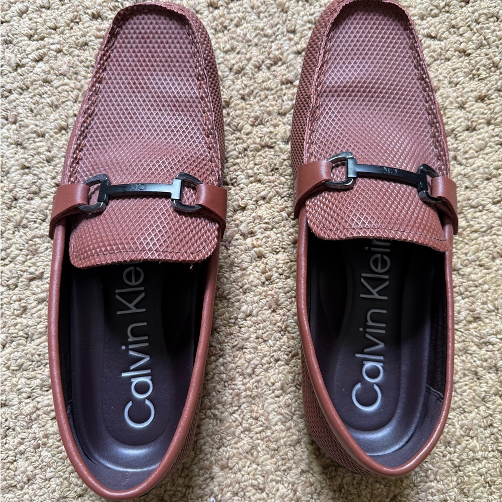 Calvin Klein Brown Loafers with Classic Slip-On Design - Like New!